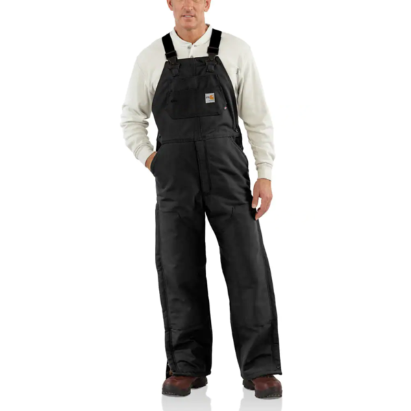 Carhartt Quilt-Lined FR Duck Bib Overall in Black